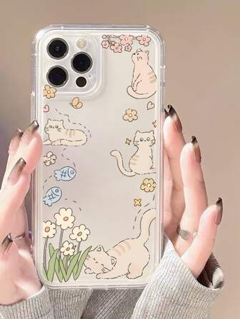 Transparente Handyhülle mit Cartoon Katze Muster