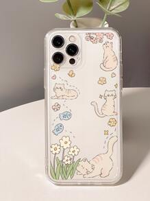 Hộp đựng điện thoại trong suốt in hình mèo hoạt hình - Nhiều màu - Xem 2