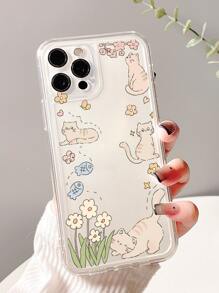 Hộp đựng điện thoại trong suốt in hình mèo hoạt hình - Nhiều màu - Xem 3