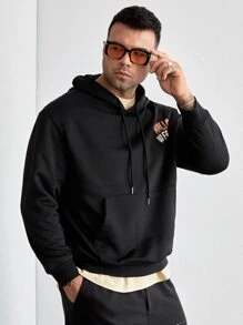 Manfinity Áo nỉ Nam Dây kéo Túi Lễ Các Thánh Lá thư Giải trí - màu đen - Xem 3