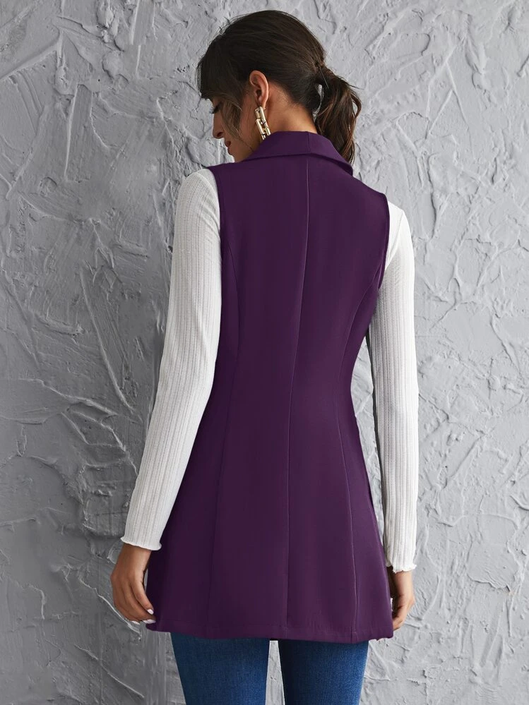 SHEIN Clasi כפתרה כפולה פשוט אלגנטי בלייזר - סגול - ראה 2