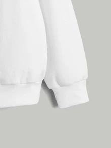 SHEIN MOD Floral & Mushroom Print Patch Detail Drop Shoulder Pullover - White - View 5