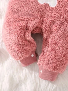 嬰兒女孩漫畫刺繡毛茸茸連身衣 - 粉色 - 查看 4