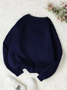 INAWLY Letter Graphic Thermal Lined Sweatshirt,Long Sleeve Tops Graduation,Back To School Outfits,Graduation,Teacher Outfits For Women,Back To School Pullover Fall Outfit