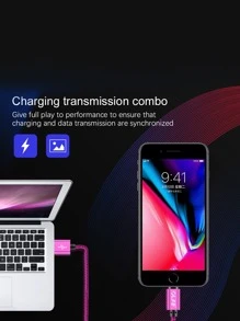 1pc Woven Fast Charging Data Cable - Hot Pink - View 4