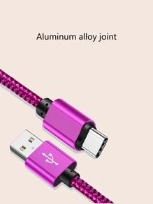 1pc Woven Fast Charging Data Cable - Hot Pink - View 7