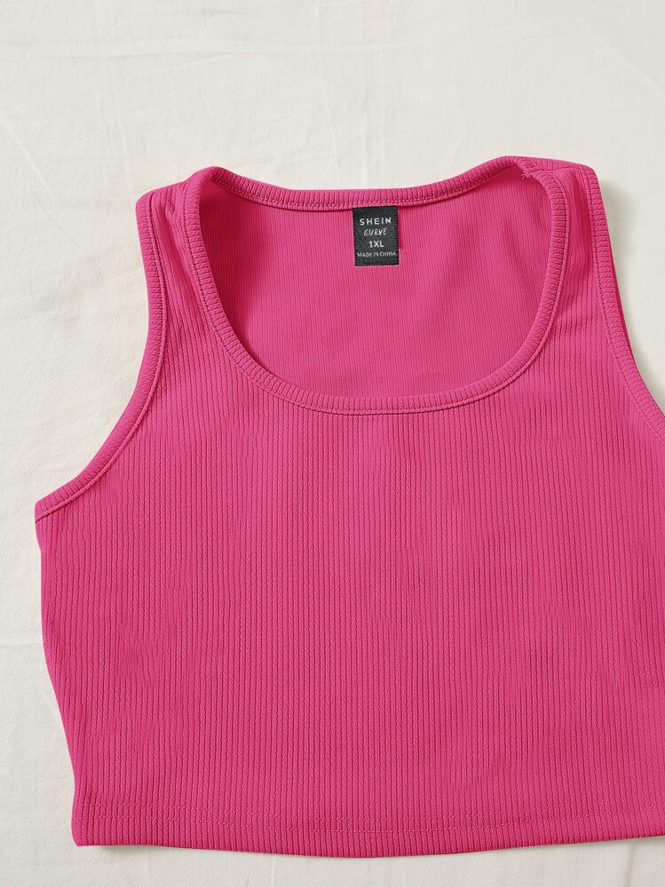 Comfortcana พลัส สีพื้น เสื้อกล้าม & กางเกงแทร็ค เซ็ต - สีชมพูบานเย็น - ดู 4