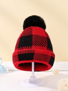 1 pieza gorro navideño infantil bloque de color gorro de Papá Noel para mantenerse abrigado
