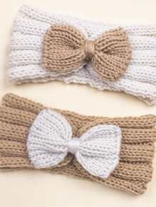 2 chiếc băng đô nơ dệt kim cho bé, ấm áp và thích hợp để đeo hàng ngày, mùa thu/đông - Nhiều màu - Xem 6