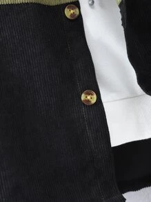 SHEIN 男孩雙色翻蓋口袋連帽燈芯絨大衣不帶T恤 - 彩色 - 查看 5