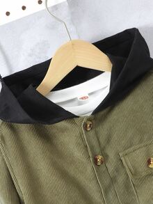 SHEIN 男孩雙色翻蓋口袋連帽燈芯絨大衣不帶T恤 - 彩色 - 查看 7