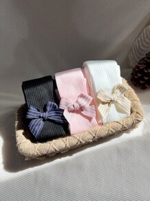 3雙小女童蝴蝶結裝飾褲襪 - 彩色 - 查看 3
