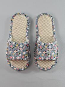 Women Ditsy Floral Pattern Bedroom Slippers, Fashion Indoor Home Slippers - Blue - View 6