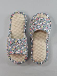 Women Ditsy Floral Pattern Bedroom Slippers, Fashion Indoor Home Slippers - Blue - View 7