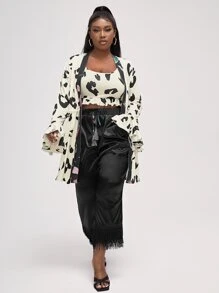 Robyn Nichole Plus Graphic Print Flounce Sleeve Drawstring Waist Kimono - Multicolor - View 7