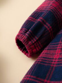 Baby Girl Contrast Peter Pan Collar Plaid Smock Dress
