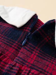 Baby Girl Contrast Peter Pan Collar Plaid Smock Dress