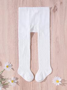 Toddler Girls Minimalist Solid Tights - White - View 1