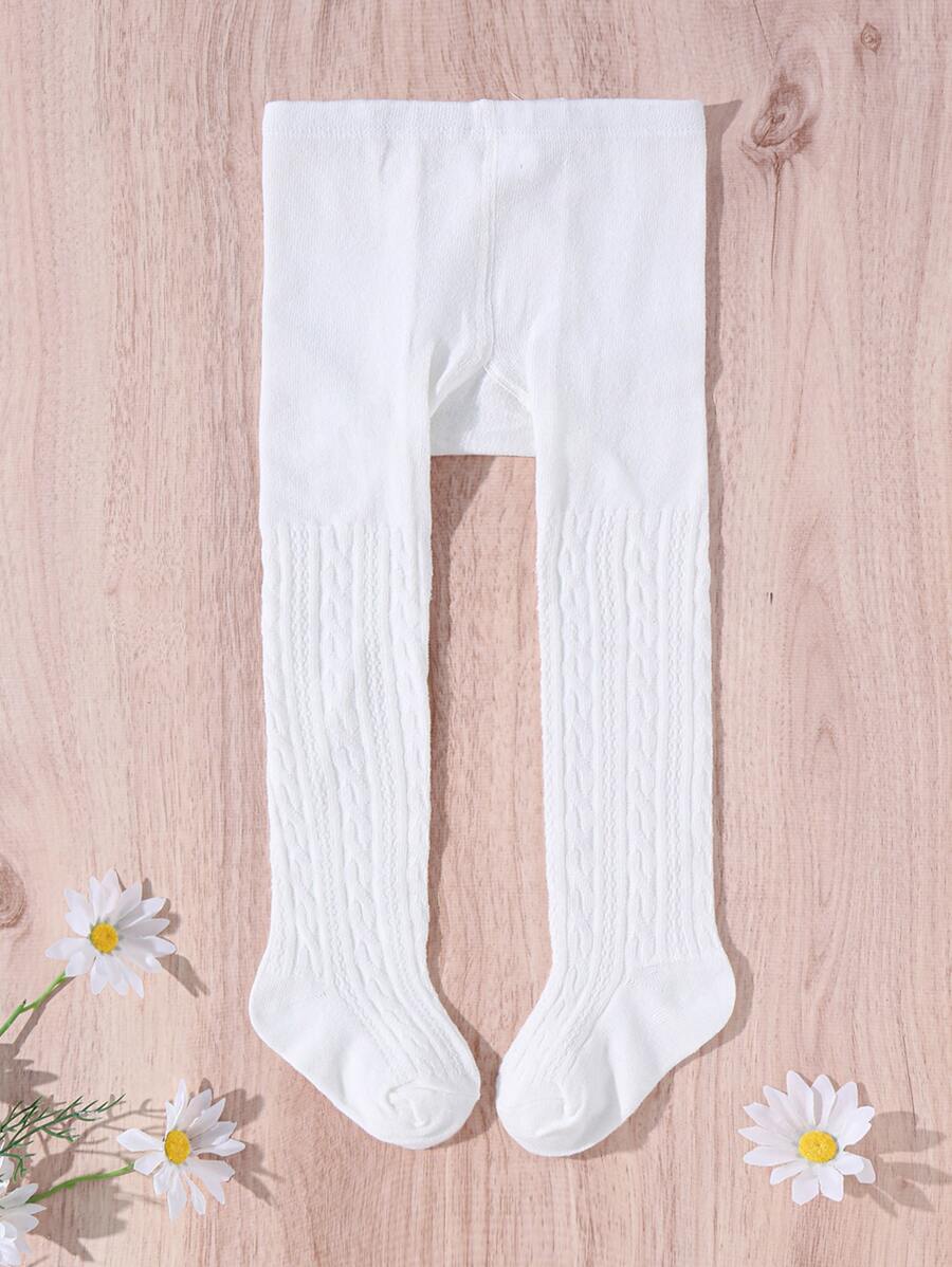 Toddler Girls Minimalist Solid Tights - White - View 1