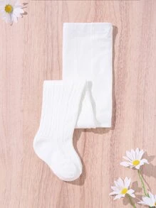 Toddler Girls Minimalist Solid Tights - White - View 2