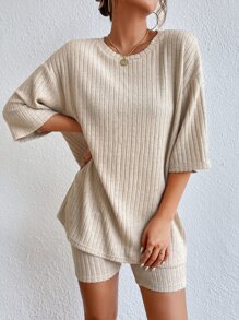 SHEIN Essnce 落肩T恤和騎行褲