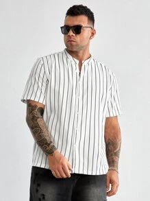 EASEVO Men Plus Pinstriped Print Shirt - White - View 3