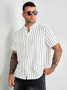 EASEVO Men Plus Pinstriped Print Shirt - White - View 4