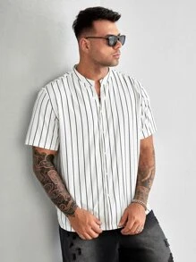 EASEVO Men Plus Pinstriped Print Shirt - White - View 5