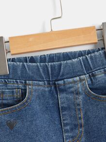 Baby Heart Print Flare Leg Jeans - Dark Wash - View 3