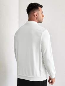 GENTILAND Hombres Pullover con estampado de letra de cuello alto - Blanco - Ver 2