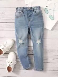 Niños Jeans cónicos desgarro - Lavado ligero - Ver 1