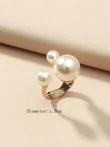 1pc Fashionable Minimalist Pearl Ring, Suitable For Women's Daily Wear And Gift - White - View 3