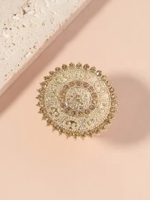 1 pieza Anillo redondo hueco ajustable de estilo bohemio con rhinestones - Champán - Ver 2