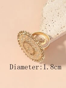1 pieza Anillo redondo hueco ajustable de estilo bohemio con rhinestones - Champán - Ver 3