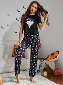 Ma halloween & Đồ họa Khẩu hiệu Bộ PJ - Nhiều màu - Xem 4