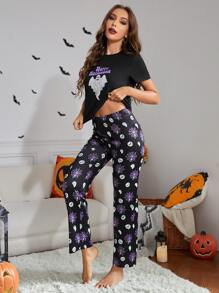 Ma halloween & Đồ họa Khẩu hiệu Bộ PJ - Nhiều màu - Xem 6