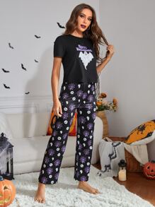 Ma halloween & Đồ họa Khẩu hiệu Bộ PJ - Nhiều màu - Xem 3