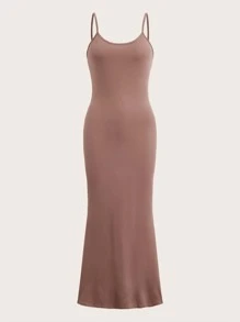 Solid Mermaid Hem Lounge Dress - Dusty Pink - View 1