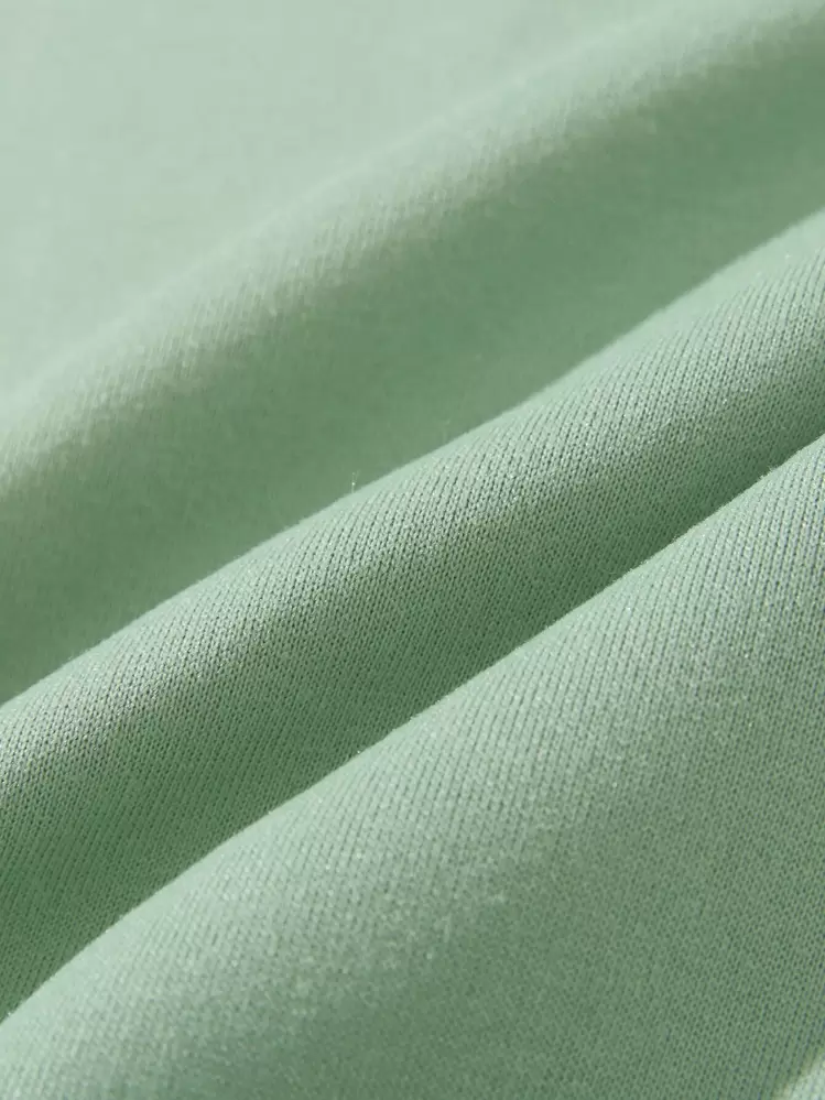 בנות 10-13 כיתוב גרפי עיטור פסים ריפוד תרמי סוודר ומכנס טרנינג - ירוק מנטה - ראה 3