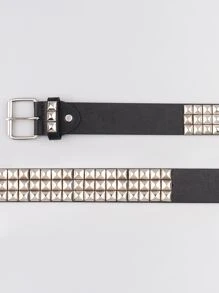 1pc Men's Rivet Decorated Gothic Style Pin Buckle PU Leather Belt Halloween Summer, School Fall, Autumn, Halloween Autumn-Winter Accessories,Suitable For Teens, Youth,Men,Casual, Outdoor, Athletic, Vacation, Graduation Gifts, Birthday, Daily Wear - Black - View 4