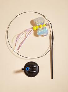 1pc Butterfly Decor Suction Cup Cat Teaser Toy - Multicolor - View 3