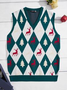 Manfinity Áo len nam vest Hình học Giải trí - Nhiều màu - Xem 1