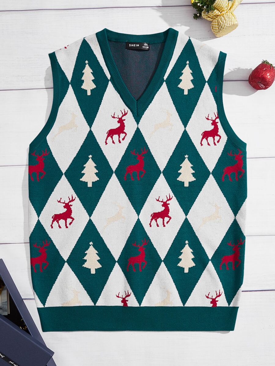 Manfinity Áo len nam vest Hình học Giải trí - Nhiều màu - Xem 1