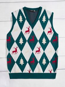 Manfinity Áo len nam vest Hình học Giải trí - Nhiều màu - Xem 5