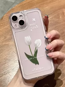 Flower Print Clear Phone Case - Clear - View 1