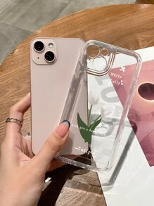 Flower Print Clear Phone Case - Clear - View 4