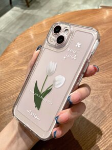 Flower Print Clear Phone Case - Clear - View 5