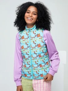 Anke Wonder Áo khoác nữ mùa đông Túi Dây kéo Hoạt hình Giải trí - Màu xanh bạc hà - Xem 1