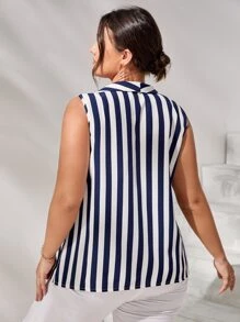 SHEIN Clasi Camisa sin manga de rayas verticales - Azul y blanco - Ver 2