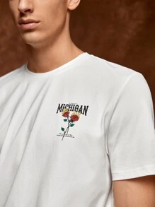 SWAVVY Blommig Brev Enkel Herr T-Shirt & Linne - Vitt - Visa 4